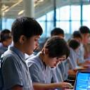 名古屋高校の生徒たちが学習している様子