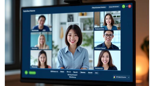 オンラインウェビナーの画面、複数の参加者とプレゼンター