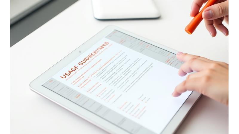 チェックリスト形式で利用ガイドラインが表示されたタブレット画面、ユーザーが項目をタップして理解度を確認している。